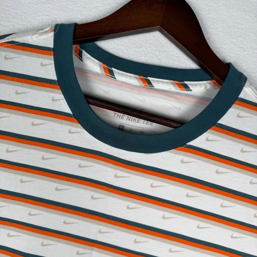 Nike‎ Striped Swoosh Logo T-Shirt Mens XL AOP Short Sleeve CV9867-102